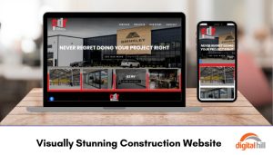 Visually Stunning Construction Website. shown on tablet and mobile phone.